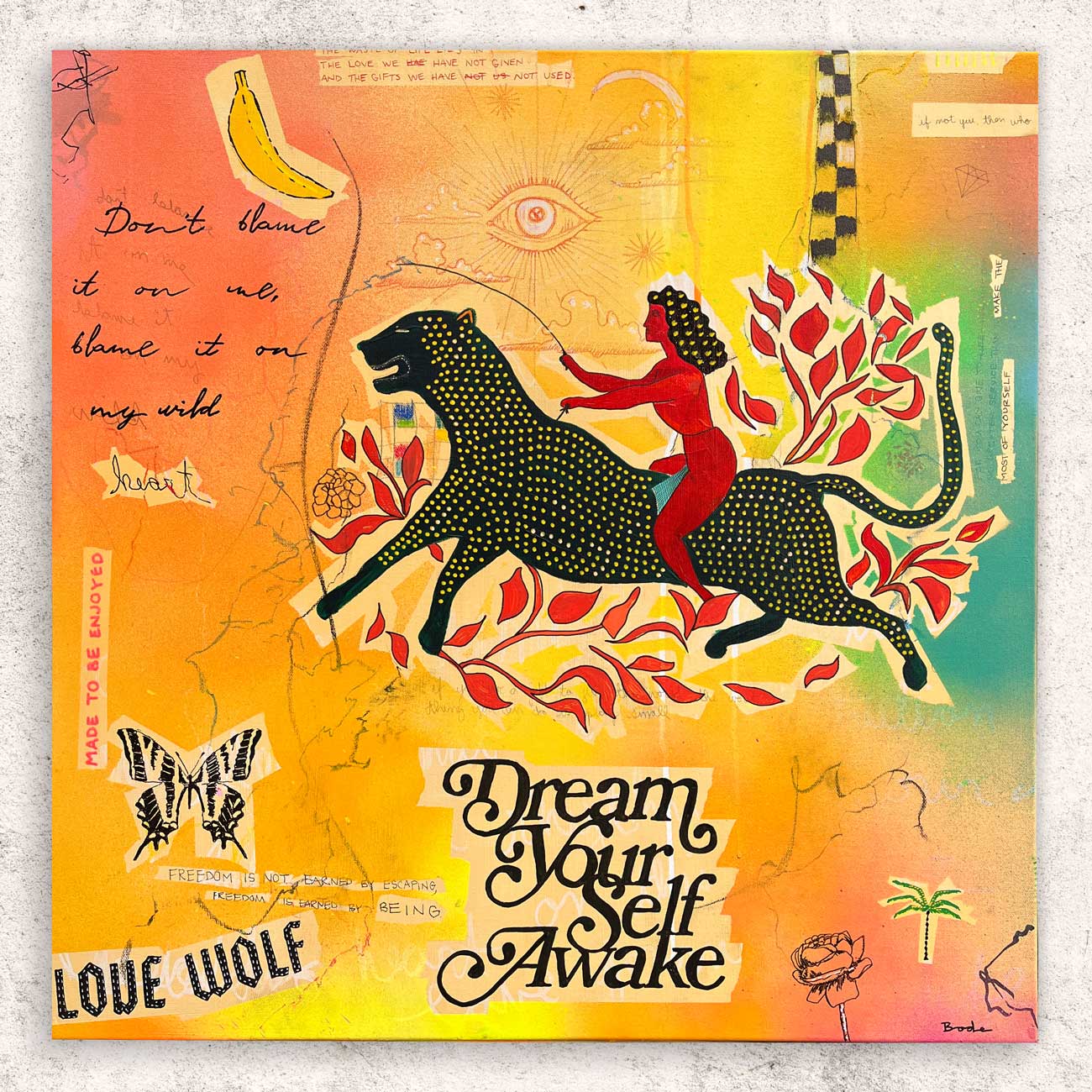 DREAMLAND MIXED MEDIA 24X24" PAINTING ON STRETCHED CANVAS