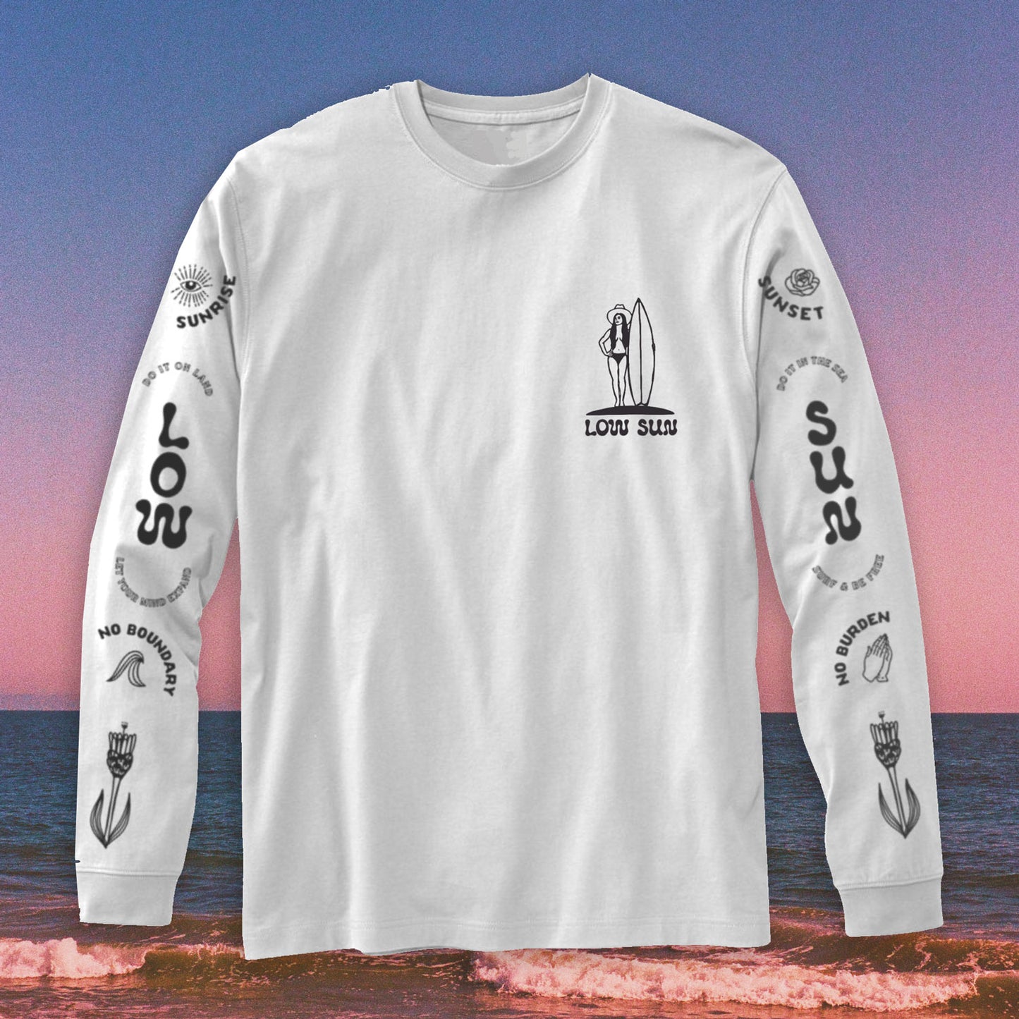 LADY ON HORSE LONG SLEEVE SURF TEE - WHITE