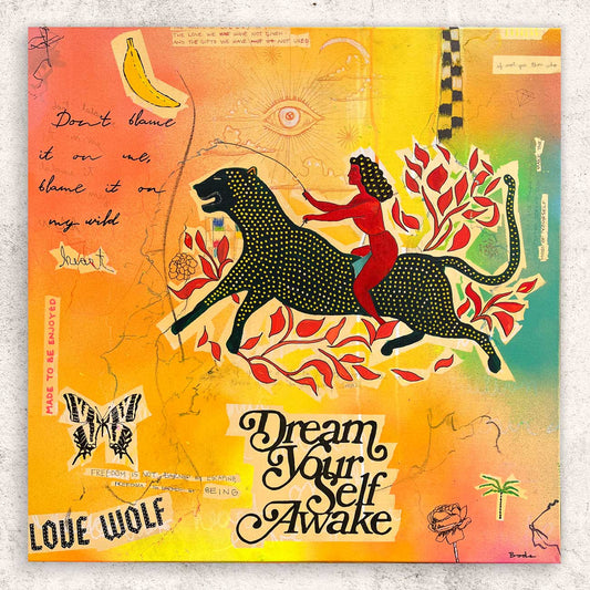 DREAMLAND MIXED MEDIA 24X24" PAINTING ON STRETCHED CANVAS