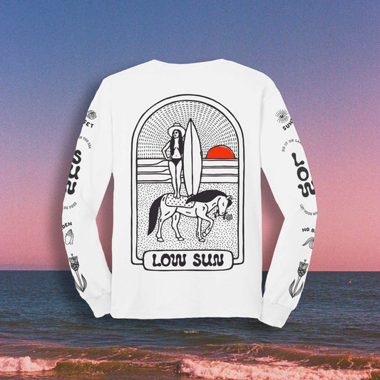 LADY ON HORSE LONG SLEEVE SURF TEE - WHITE