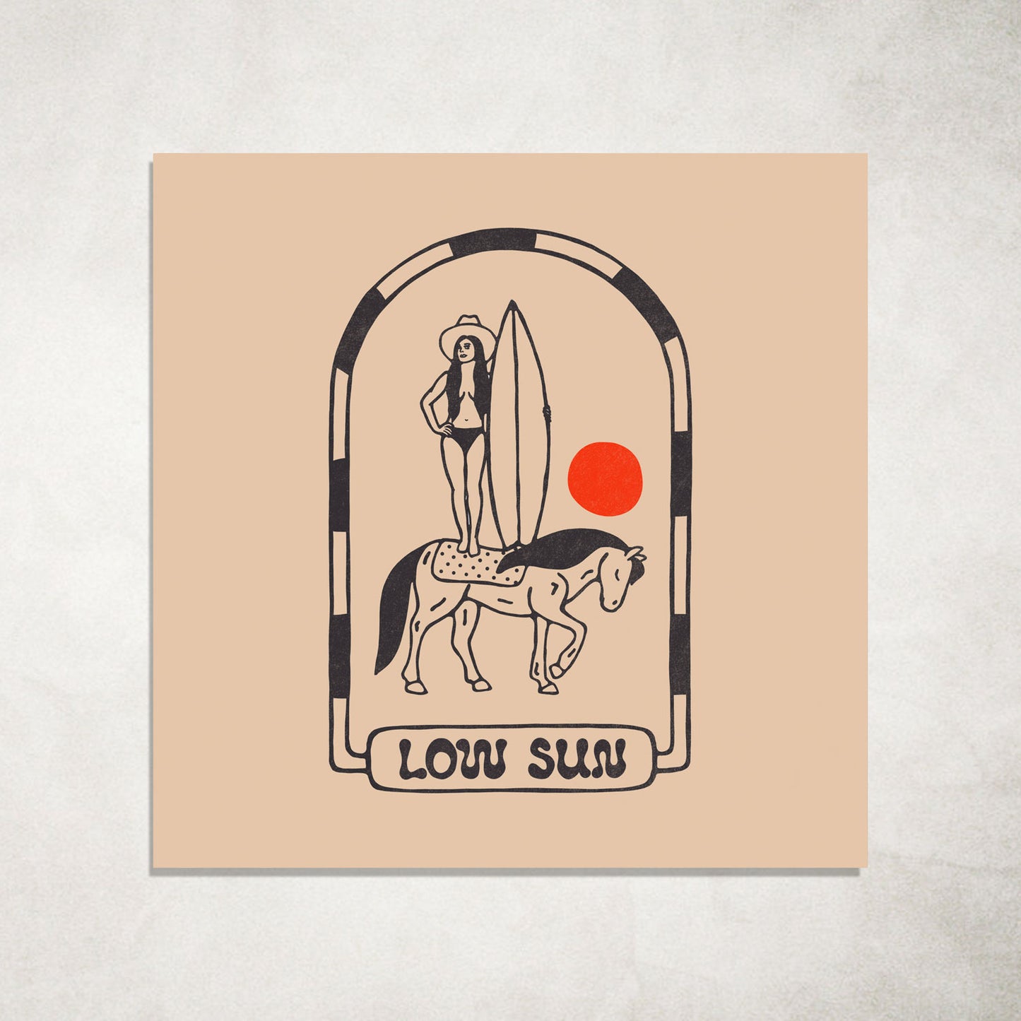 PRINT - LADY ON HORSE - LOW SUN