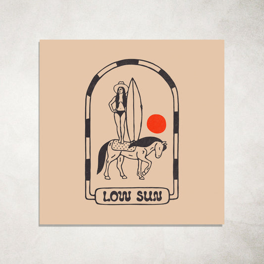 PRINT - LADY ON HORSE - LOW SUN