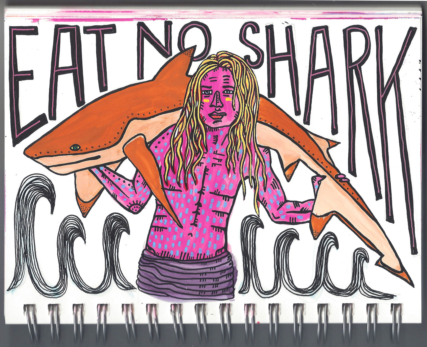 SHARK BOY NOTEBOOK PAINTING